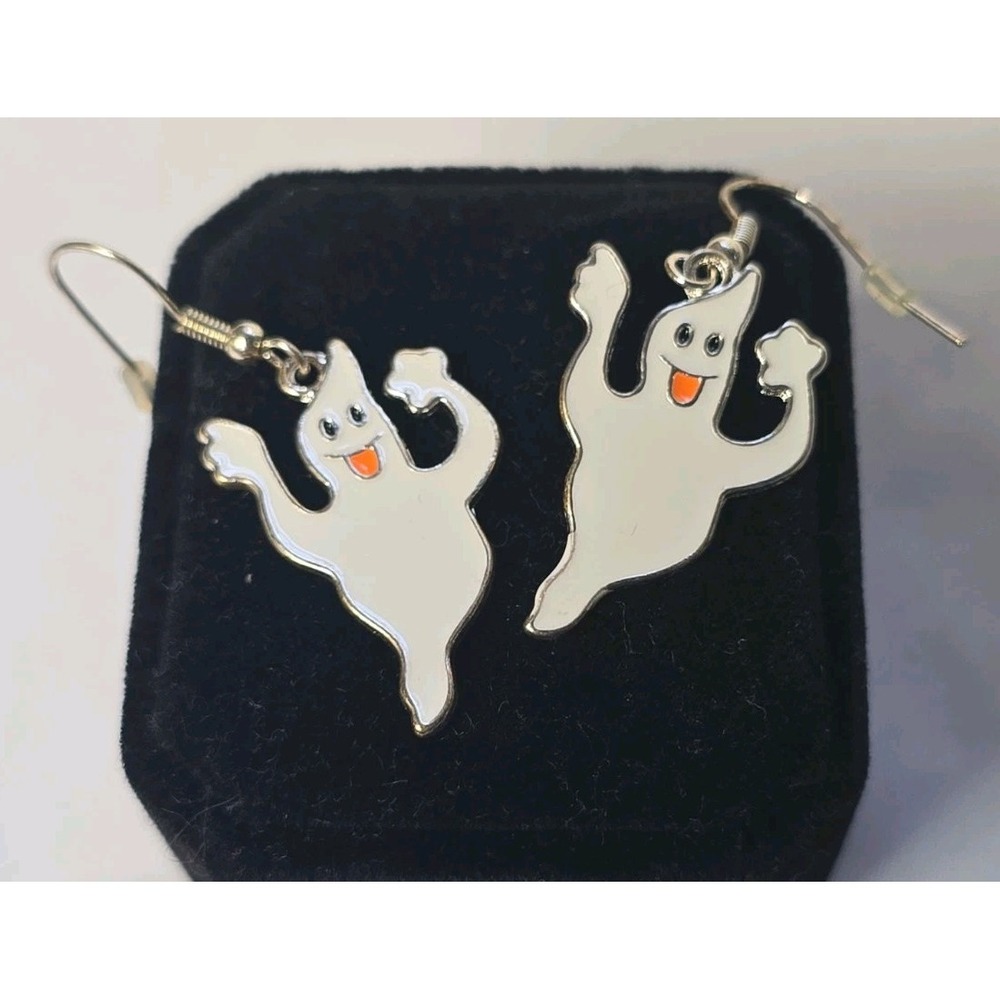 White Ghost Dangle Earrings Halloween